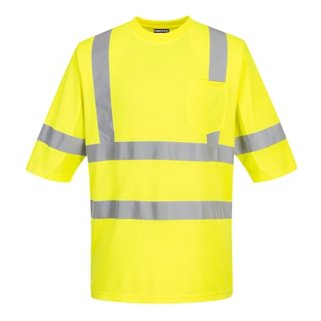 Portwest Class 3 Mesh Panel T-Shirt, Class 3, Type R, 100% Birdseye Polyester, Yellow, S S397