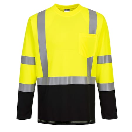 Portwest Laguna Long-Sleeved T-Shirt, Class 3, Type R, 100% Polyester, Yellow/Black, Med S398