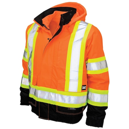Tough Duck Hi-Vis 3-in-1 Safety Bomber Jacket, 300D Poly Oxford with PU Coating, Class 3 Type R, XS S41311