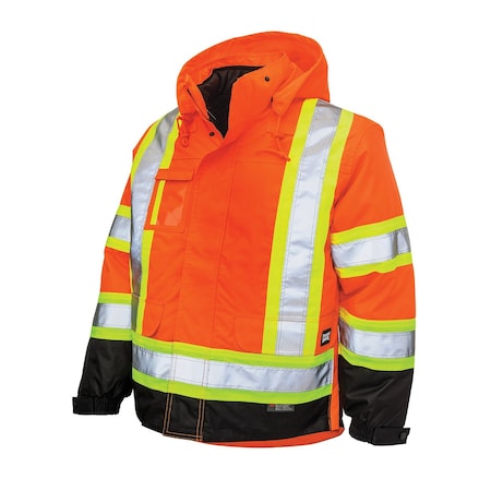Tough Duck Men's Hi-Vis 5-in-1 Safety Jacket, 300D Poly Oxford with PU Coating, Type R, 5XLT S42661