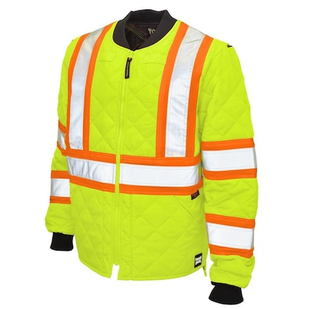 Tough Duck Hi-Vis Quilted Safety Jacket, 100% Polyester, Class 3 Type R, Fluorescent Green, XS S43211