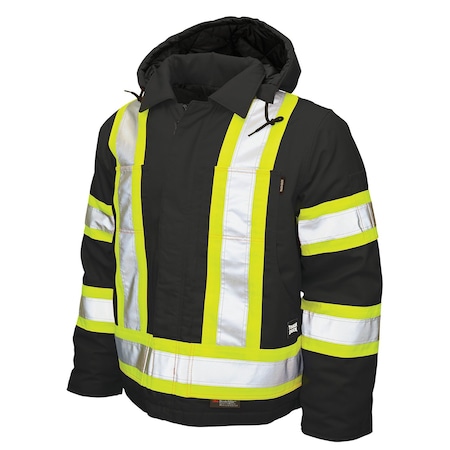 Tough Duck Hi-Vis Safety Jacket, 100% Cotton 10 oz Duck, Class 1 Type O, Black, XL S45711