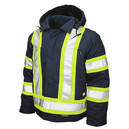 Tough Duck Hi-Vis Safety Jacket, 100% Cotton 10 oz Duck, Class 1 Type O, Navy, M S45711