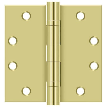 Deltana Bright Brass Square Hinge, Holes per Leaf: 4 S45BBU3