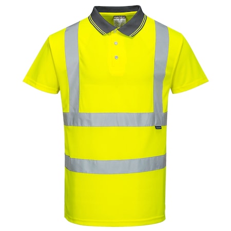 Portwest Hi-Vis S/S Polo Shirt, Class 2, Type P, Type R, 100% Polyester, Yellow, XL S477