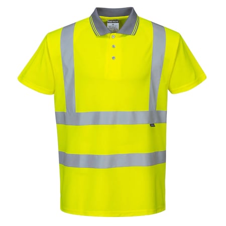 Portwest Hi-Vis S/S Polo Shirt, Class 2, Type P, Type R, 100% Polyester, Yellow, L S477