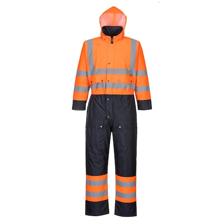 Portwest Contrast Coverall Lined, L, Orange/Navy, Size Large S485