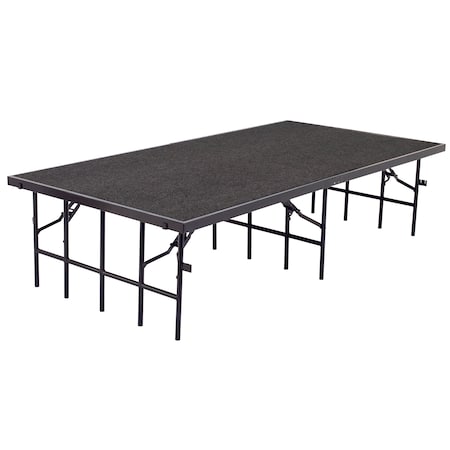 National Public Seating Portable Stage, 4 Ft. x 8 Ft. x 16"H, Grey Carpet S4816C-02