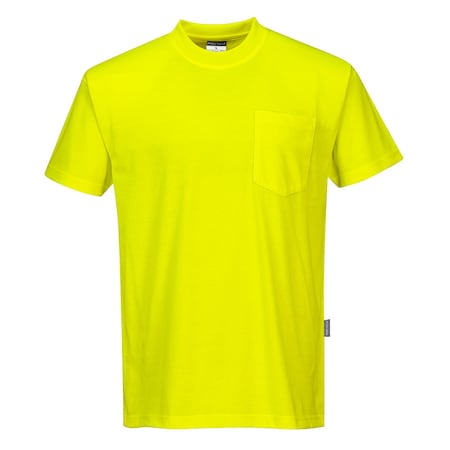 Portwest Non-ANSI Cotton Blend T-Shirt, 50% Cotton/50% Poly, Yellow, M S577