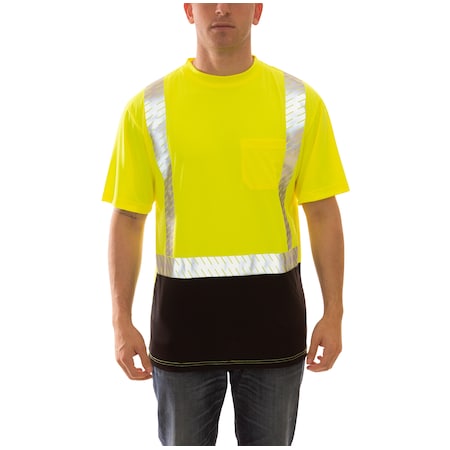 Tingley Job Sight Class 2 Premium T-Shirt, Class 2, Type R, Birdseye Polyester, Lime/Black, M S74122