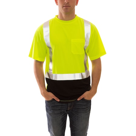 Tingley Job Sight Class 2 Black Front T-Shirt, Class 2, Birds Eye Polyester, Yellow/Black, L S75122