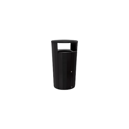 Rubbermaid Commercial Resist(R) 45 gal Round Outdoor Can, Black, None, Metal, 29 3/16 in 2184979