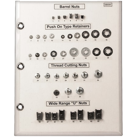 Disco Nut/Retainer Sample Board Barrel, Thrd Cutting, U Type SB0301