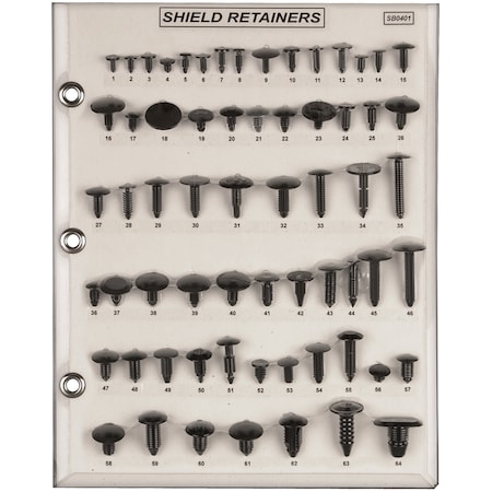 Disco Nyln Shield Ret Sample Board Hole Sizes/Ls SB0401