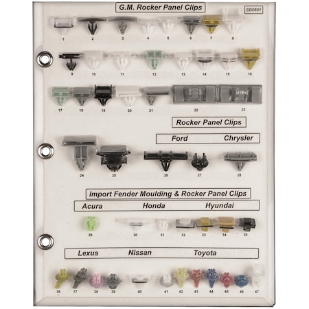 Disco Mldg Clip Sample Board Domestic/Import Car/Truck SB0801