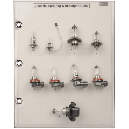 Disco Bulb Sample Board Clr Halogen Fog/HeadLght, 9PCS SB1005