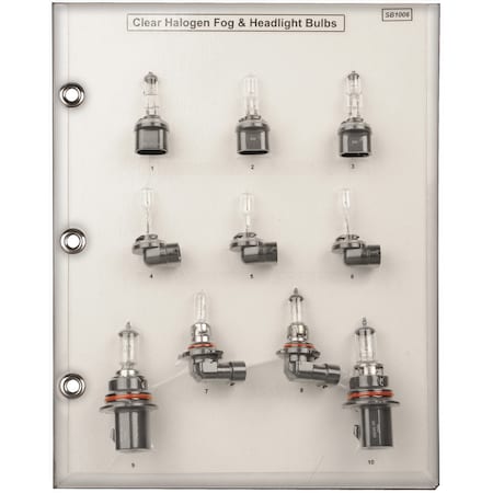 Disco Bulb Sample Board Clr Halogen Fog/HeadLght, 10PCS SB1006