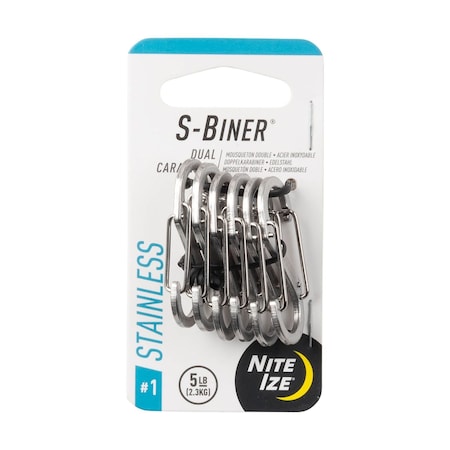 Nite Ize S-BINER STAINLESS STEEL DUAL CARABINER, Stainless Steel, Silver SB1-11-6R3