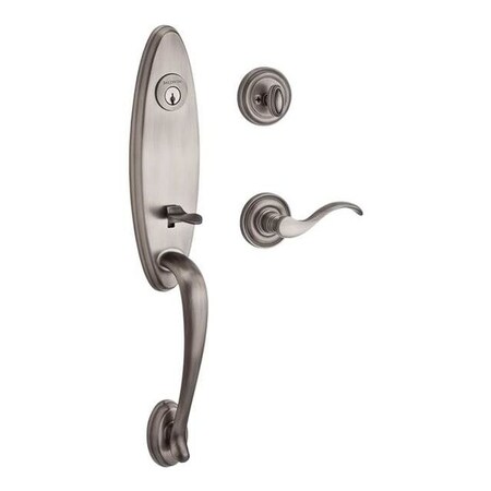 Baldwin Single Cyl Chesapeake Handleset RH Curve Lever, Matte Antique Nickel SC.CHEXCUR.R.TRR.152