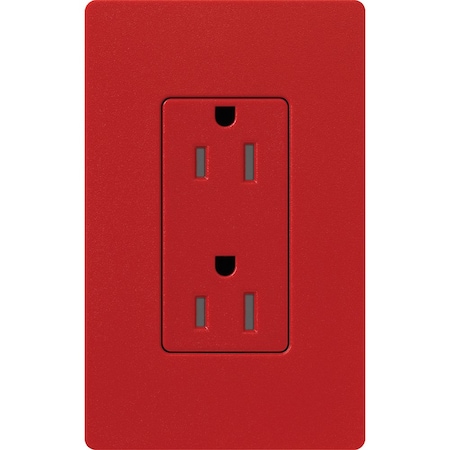 Lutron Straight Blade Receptacle, 15 A, 125V AC, Hot SCRS-15-TR-HT