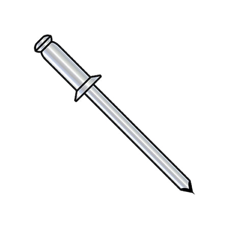 Zoro Select Blind Rivet, Countersunk Head, 1/8 in Dia., 0.40 in L, Steel Body, 10000 PK SCS44