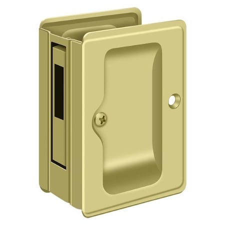 Deltana Hd Pocket Lock, Adj, 3-1/4" X 2 1/4" Sliding Door Rcvr Bright Brass SDAR325U3