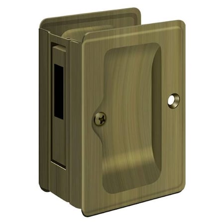 Deltana Hd Pocket Lock, Adj, 3-1/4" X 2 1/4" Sliding Door Rcvr Antique Brass SDAR325U5