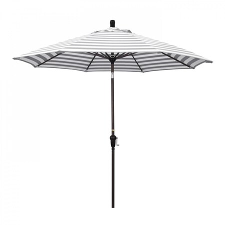 California Umbrella Patio Umbrella, Octagon, 102.38" H, Olefin Fabric, Gray White Cabana Stripe 194061039588