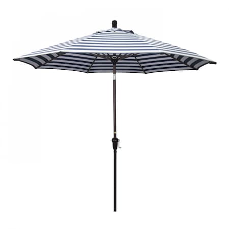 California Umbrella Patio Umbrella, Octagon, 102.38" H, Olefin Fabric, Navy White Cabana Stripe 194061039595