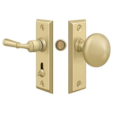 Deltana Storm Door Latch, Rectangular, Tubular Lock Unlacquered Bright Brass SDLS480U3-UNL