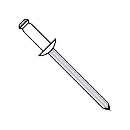 Zoro Select Blind Rivet, Dome Head, 1/8 in Dia., 0.275 in L, Steel Body, 10000 PK SDS42W