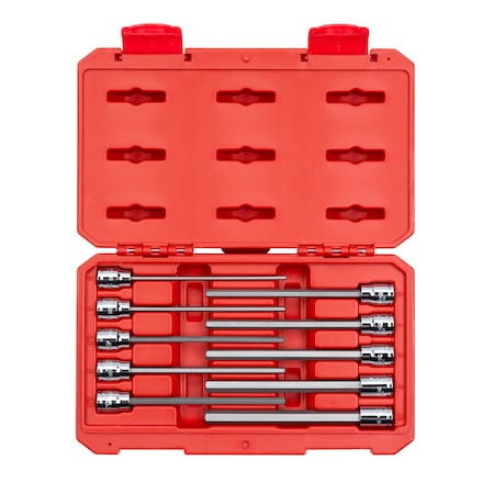 TEKTON 3/8" Drive Long Hex Bit Socket Set, Metric, 10 pcs SHB91302