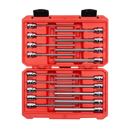 Tekton 3/8" Drive Long Hex Bit Socket Set, SAE, Metric, 18 pcs SHB91303