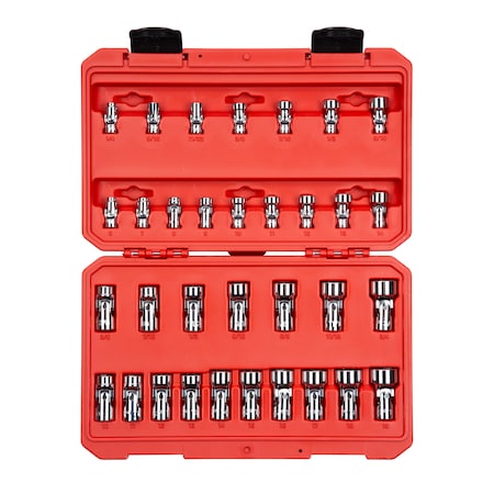 Tekton 1/4, 3/8 Inch Drive Universal Joint Socket Set, 33-Piece (1/4-3/4 in., 6-19 mm) SHD99301