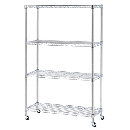 Seville Classics Steel Wire Shelving, 4 Tier, Chrome, 14 in D, 36 in W, 54 in H, Chrome-plated SHE15387B