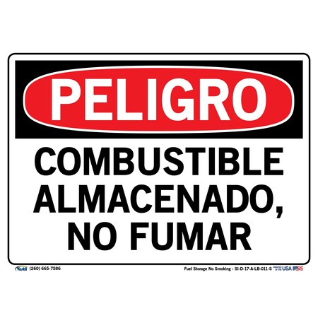 Vestil Vinyl Label Sign, 7-1/2" Height, 10-1/2" Width, Vinyl Label, Rectangle, Spanish SI-D-17-A-LB-011-S