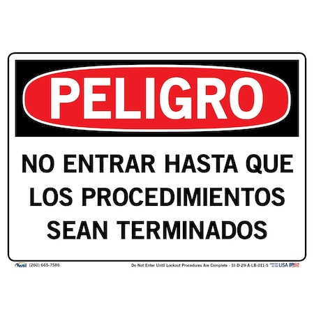 Vestil Vinyl Label Sign, 7-1/2" Height, 10-1/2" Width, Vinyl Label, Rectangle, Spanish SI-D-29-A-LB-011-S