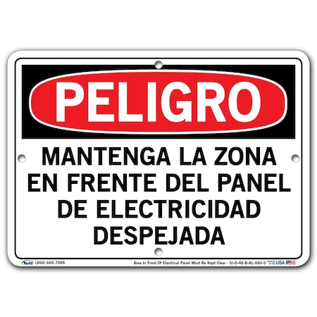 VESTIL Aluminum Sign, 9-1/2" Height, 12-1/2" Width, Aluminum, Rectangle, Spanish SI-D-48-B-AL-080-S
