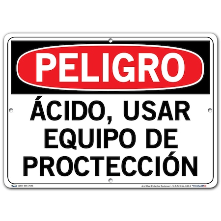 VESTIL Aluminum Sign, 10-1/2" Height, 14-1/2" Width, Aluminum, Rectangle, Spanish SI-D-52-C-AL-040-S