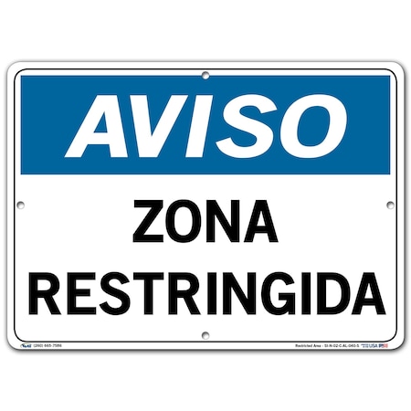 VESTIL Aluminum Sign, 10-1/2" Height, 14-1/2" Width, Aluminum, Rectangle, Spanish SI-N-02-C-AL-040-S