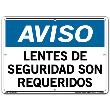 VESTIL Aluminum Sign, 10-1/2" Height, 14-1/2" Width, Aluminum, Rectangle, Spanish SI-N-49-C-AL-063-S