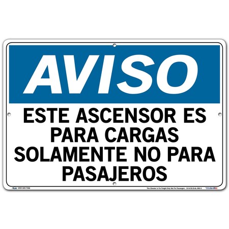 VESTIL Aluminum Sign, 12-1/2" Height, 18-1/2" Width, Aluminum, Rectangle, Spanish SI-N-50-D-AL-080-S