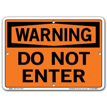 Vestil Aluminum Sign, 7-1/2" Height, 10-1/2" Width, Aluminum, Rectangle, English SI-W-01-A-AL-040