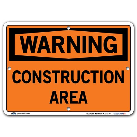 Vestil Aluminum Composite Sign, 7-1/2" Height, 10-1/2" Width, Aluminum Composite, Rectangle, English SI-W-05-A-AC-130