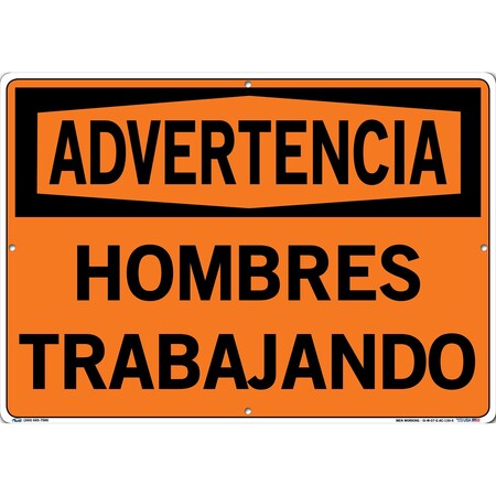 Vestil Aluminum Composite Sign, 14-1/2" Height, 20-1/2" Width, Aluminum Composite, Rectangle, Spanish SI-W-07-E-AC-130-S