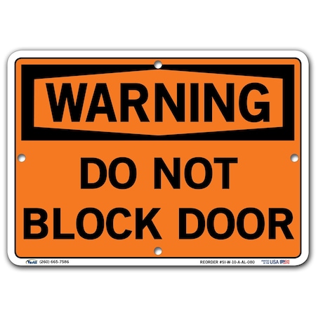 Vestil Aluminum Sign, 7-1/2" Height, 10-1/2" Width, Aluminum, Rectangle, English SI-W-10-A-AL-080