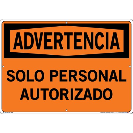 Vestil Aluminum Sign, 14-1/2" Height, 20-1/2" Width, Aluminum, Rectangle, Spanish SI-W-11-E-AL-063-S