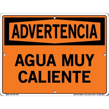 Vestil Aluminum Sign, 9-1/2" Height, 12-1/2" Width, Aluminum, Rectangle, Spanish SI-W-19-B-AL-040-S