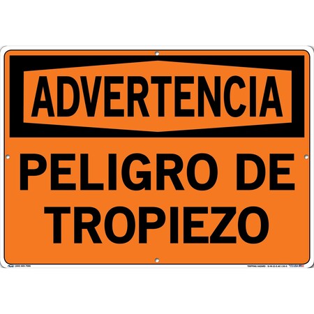 Vestil Aluminum Composite Sign, 14-1/2" Height, 20-1/2" Width, Aluminum Composite, Rectangle, Spanish SI-W-22-E-AC-130-S