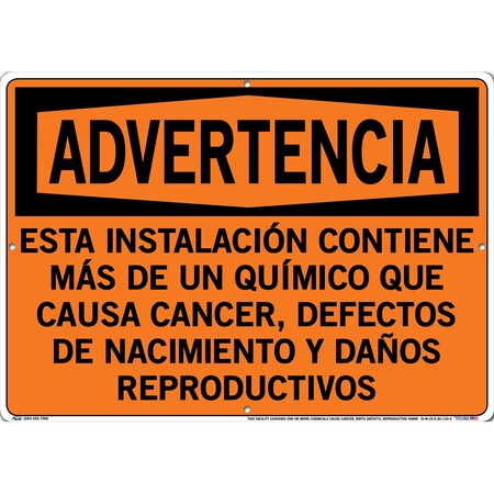 Vestil Aluminum Composite Sign, 14-1/2" Height, 20-1/2" Width, Aluminum Composite, Rectangle, Spanish SI-W-25-E-AC-130-S